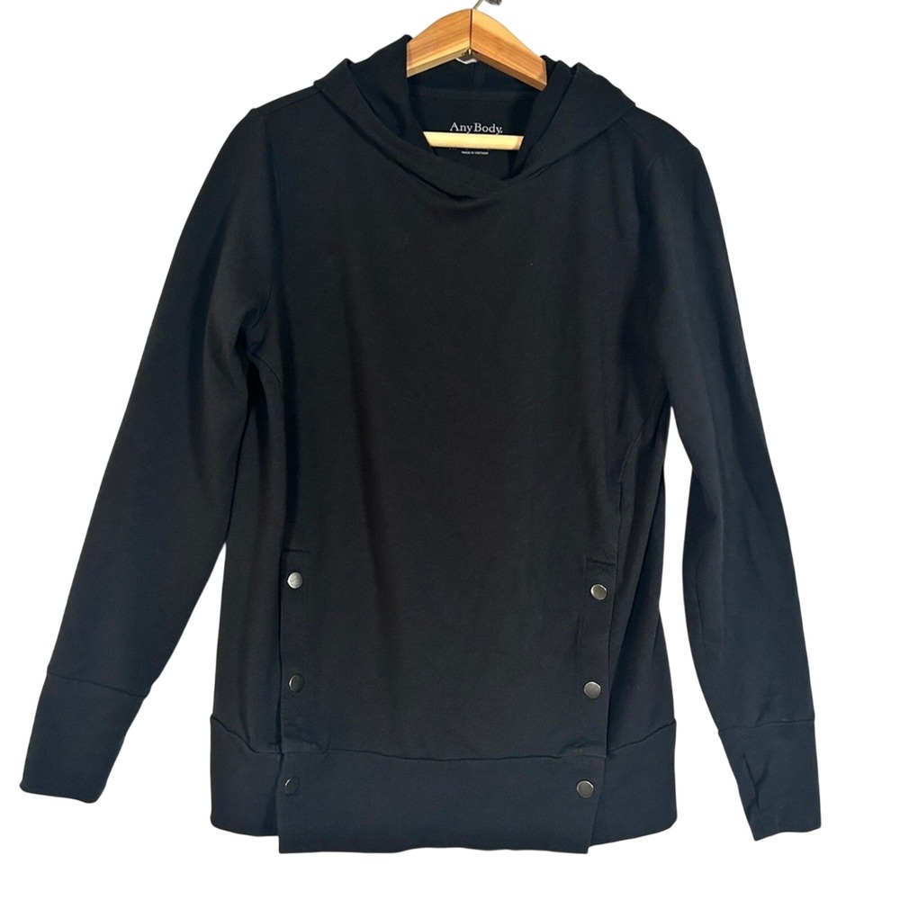 AnyBody Hoodie Women's Pullover Sweatshirt Ultra Soft Comfy Athleisure Black XS